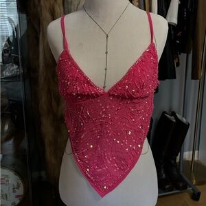 Pink Sequin Halter Top